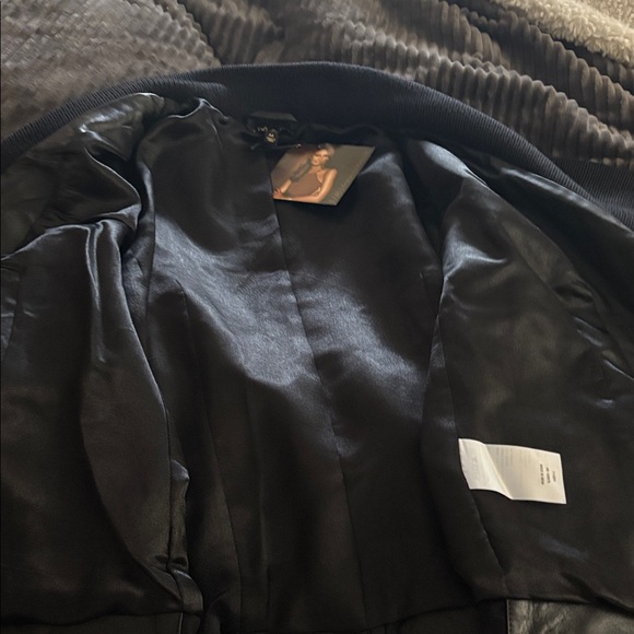 IMAN Black Leather Jacket with Gold Accents - Picture 13 of 16